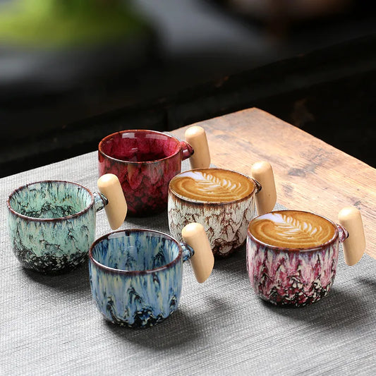 Ceramic Coffee Cup with Wooden Handle™